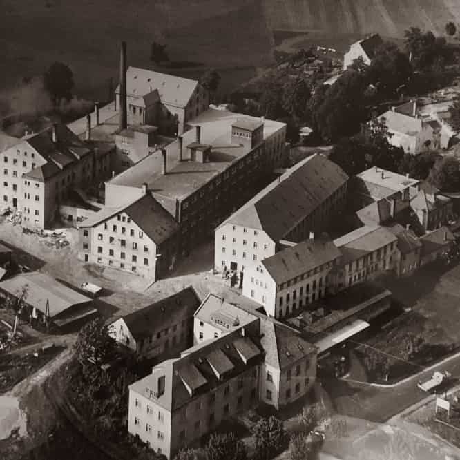 Die alte Manufaktur in Hohenberg, Oberfranken, gegründet 1849